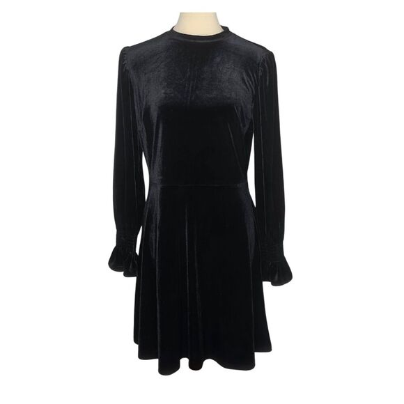 Black Velvet Long Sleeve Dress – LOFT – Size 6 – Wednesday Addams Goth Vibes - Picture 4 of 6